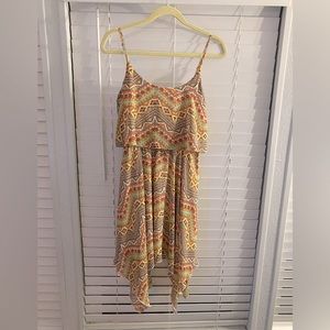 Colorful print handkerchief bottom dress